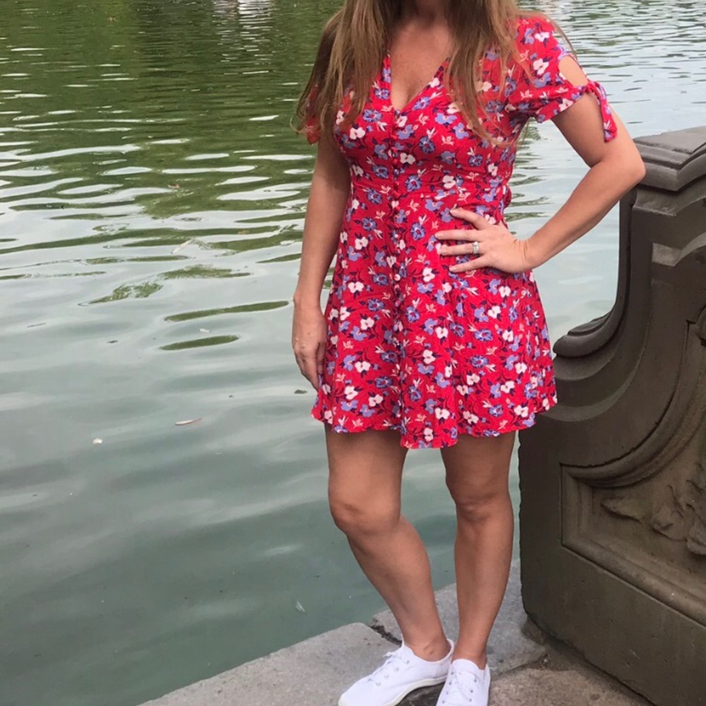 Express Floral Print Button Down Dress Size Small